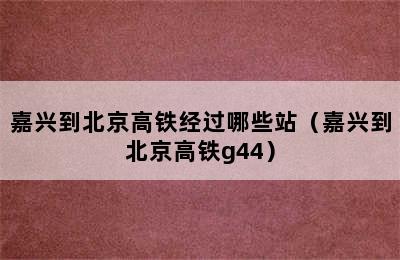 嘉兴到北京高铁经过哪些站（嘉兴到北京高铁g44）