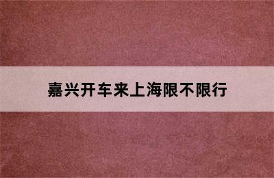 嘉兴开车来上海限不限行