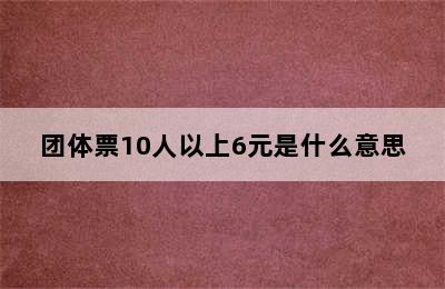 团体票10人以上6元是什么意思