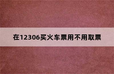 在12306买火车票用不用取票