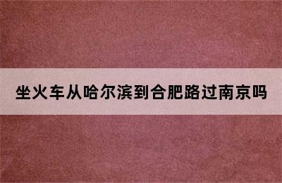 坐火车从哈尔滨到合肥路过南京吗