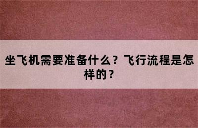 坐飞机需要准备什么？飞行流程是怎样的？