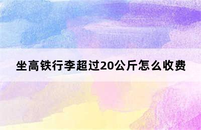 坐高铁行李超过20公斤怎么收费