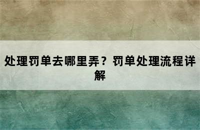 处理罚单去哪里弄？罚单处理流程详解