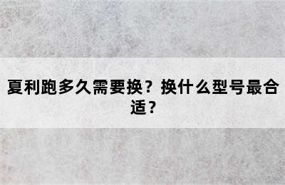 夏利跑多久需要换？换什么型号最合适？