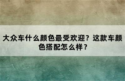 大众车什么颜色最受欢迎？这款车颜色搭配怎么样？