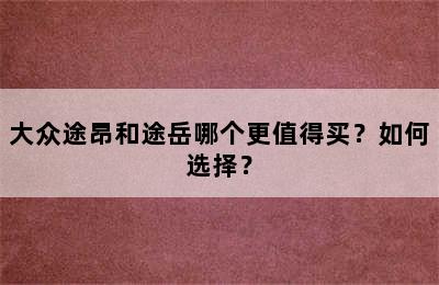 大众途昂和途岳哪个更值得买？如何选择？