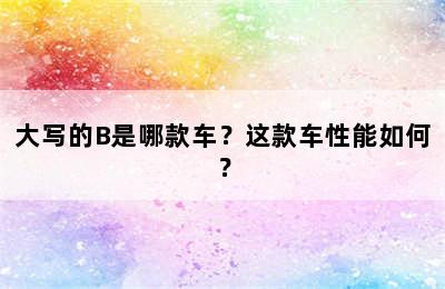 大写的B是哪款车？这款车性能如何？