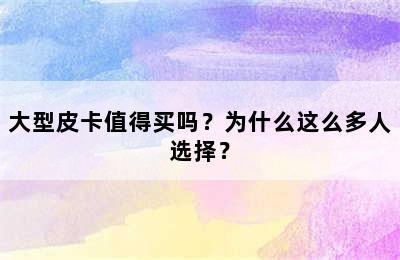 大型皮卡值得买吗？为什么这么多人选择？