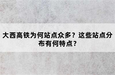 大西高铁为何站点众多？这些站点分布有何特点？