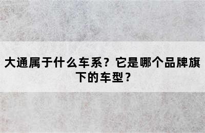 大通属于什么车系？它是哪个品牌旗下的车型？