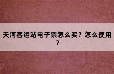 天河客运站电子票怎么买？怎么使用？