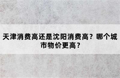 天津消费高还是沈阳消费高？哪个城市物价更高？