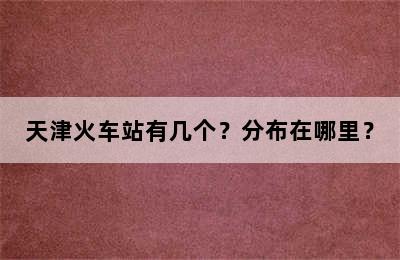 天津火车站有几个？分布在哪里？