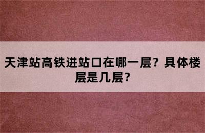 天津站高铁进站口在哪一层？具体楼层是几层？