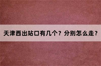 天津西出站口有几个？分别怎么走？