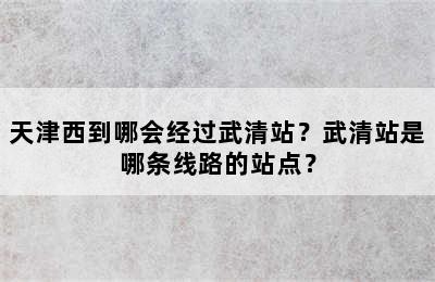 天津西到哪会经过武清站？武清站是哪条线路的站点？