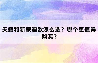 天籁和新蒙迪欧怎么选？哪个更值得购买？