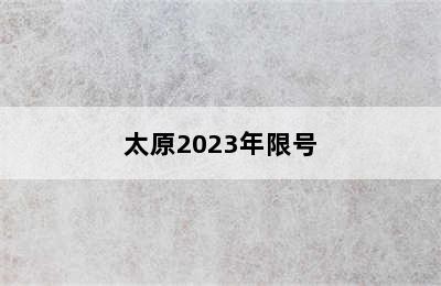 太原2023年限号