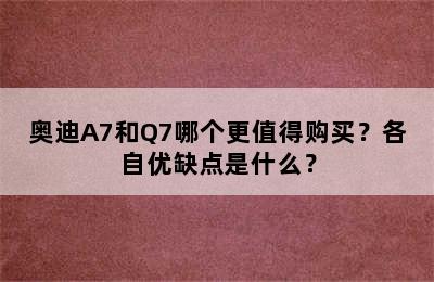 奥迪A7和Q7哪个更值得购买？各自优缺点是什么？