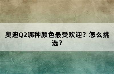 奥迪Q2哪种颜色最受欢迎？怎么挑选？