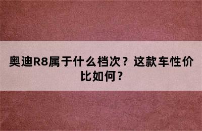 奥迪R8属于什么档次？这款车性价比如何？