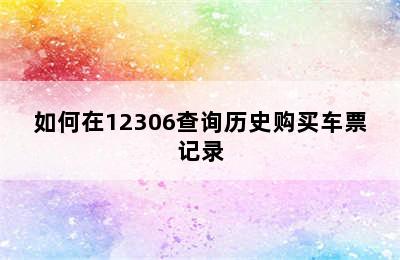 如何在12306查询历史购买车票记录