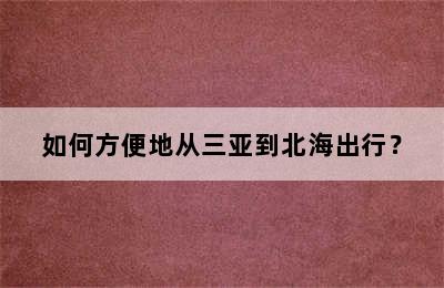 如何方便地从三亚到北海出行？