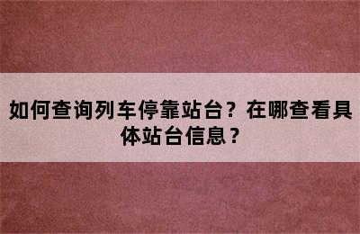 如何查询列车停靠站台？在哪查看具体站台信息？