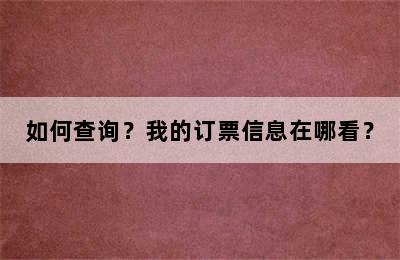 如何查询？我的订票信息在哪看？