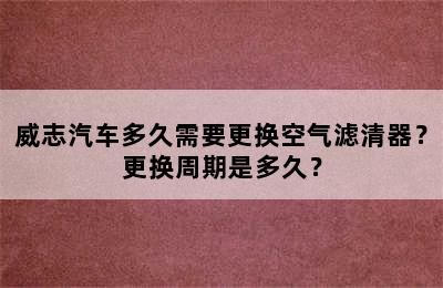 威志汽车多久需要更换空气滤清器？更换周期是多久？