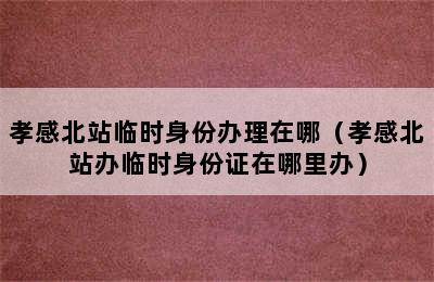 孝感北站临时身份办理在哪（孝感北站办临时身份证在哪里办）