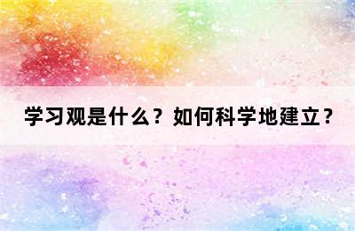 学习观是什么？如何科学地建立？