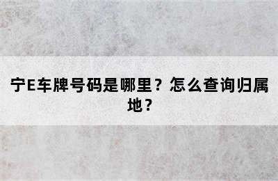 宁E车牌号码是哪里？怎么查询归属地？