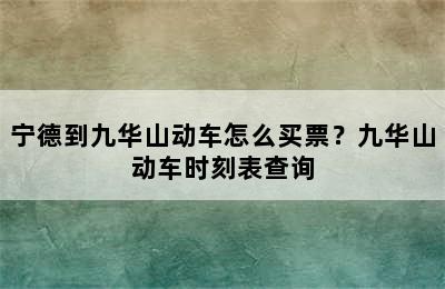 宁德到九华山动车怎么买票？九华山动车时刻表查询
