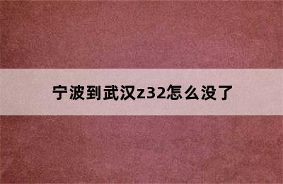 宁波到武汉z32怎么没了