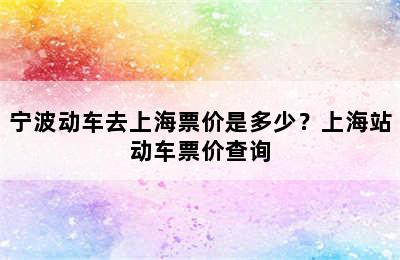 宁波动车去上海票价是多少？上海站动车票价查询