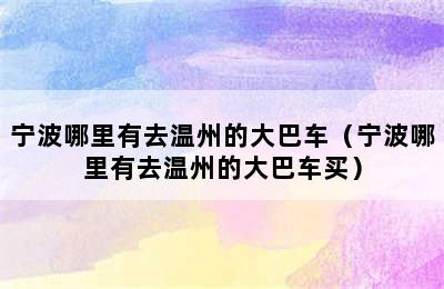 宁波哪里有去温州的大巴车（宁波哪里有去温州的大巴车买）