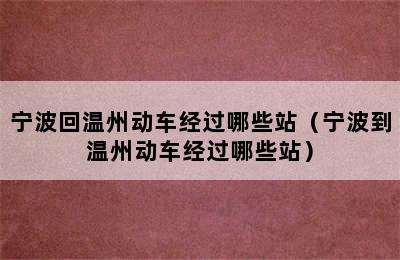 宁波回温州动车经过哪些站（宁波到温州动车经过哪些站）