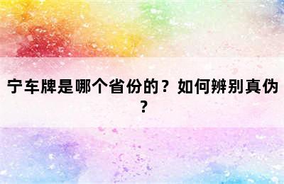 宁车牌是哪个省份的？如何辨别真伪？