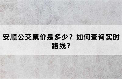 安顺公交票价是多少？如何查询实时路线？