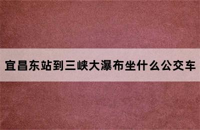 宜昌东站到三峡大瀑布坐什么公交车