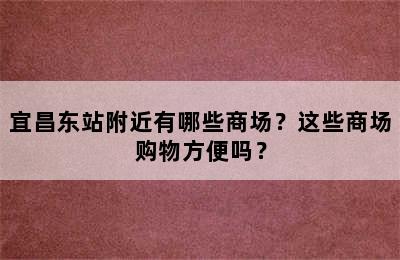 宜昌东站附近有哪些商场？这些商场购物方便吗？