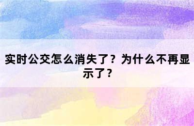 实时公交怎么消失了？为什么不再显示了？