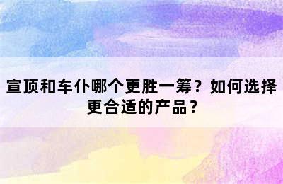 宣顶和车仆哪个更胜一筹？如何选择更合适的产品？