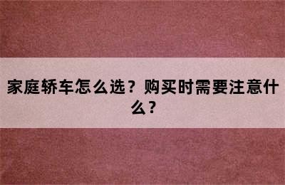 家庭轿车怎么选？购买时需要注意什么？