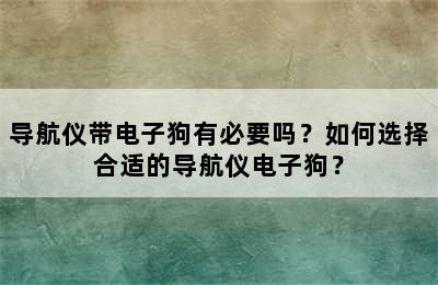 导航仪带电子狗有必要吗？如何选择合适的导航仪电子狗？