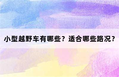 小型越野车有哪些？适合哪些路况？