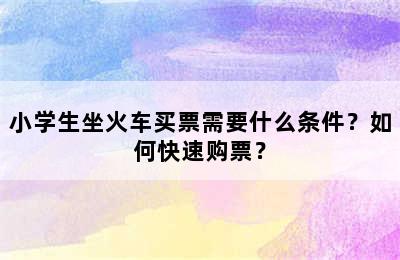 小学生坐火车买票需要什么条件？如何快速购票？