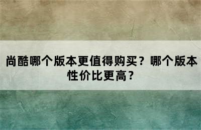 尚酷哪个版本更值得购买？哪个版本性价比更高？